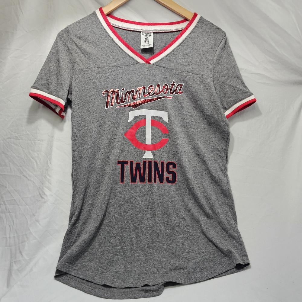 Baseball Shirt By PiNK(Victoria Secret) For Minnesota Twins Large W/Sparkle